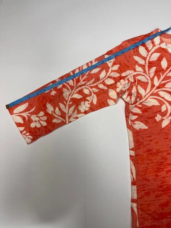 Before & Again Coral Floral Long-Sleeve Semi See-Thru Tee - Picture 9 of 9